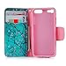 iPod Touch 6 Case, MOLLYCOOCLE Wallet Purse Credit Card ID Holders Magnetic Pink Flower Bule Premium PU Leather Soft TPU Bumper Slim Fit Flip Folio Case Cover for iPod Touch 5