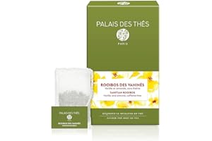 Palais des Thés - Rooibos des Vahinés - Premium Gourmet Vanilla and Almond Flavored Caffeine-Free Rooibos Tea - 20 Count Biodegradable Tea Bags Box