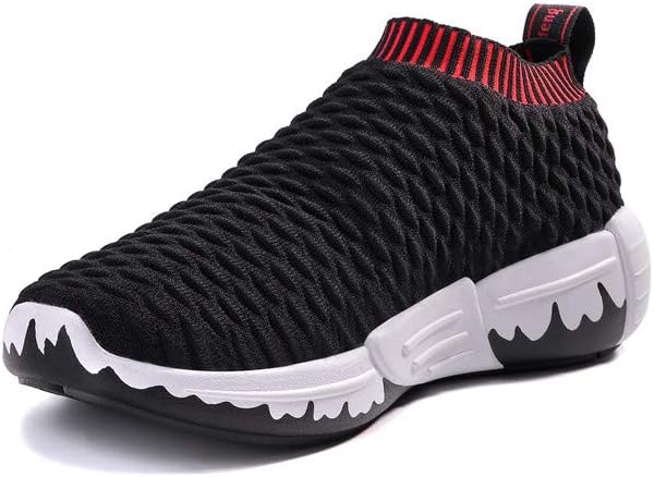 Soulsfeng Womens Shoes Slip on Sneakers Mens Black Fashion Lightweight Fish-Scale Texture High Breathable Mesh Casual Running Shoes