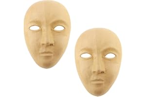 Factory Direct Craft Pack of 2 Paper Mache Mask Ready to Decorate Unfinished Papier Mache Mask for Day of The Dead Dia de Los Muertos, Halloween Decorations for Children and Adults Art Projects