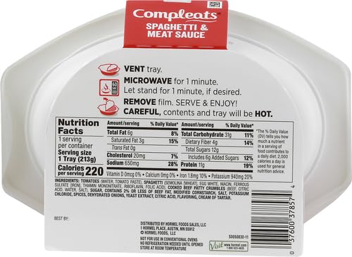 HORMEL COMPLEATS SPAGHETTI & MEAT SAUCE, 7.5 OZ