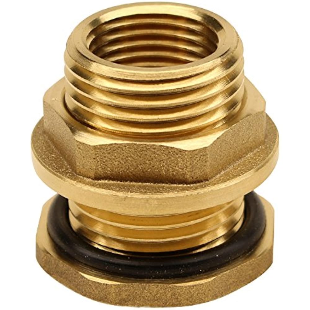 BBF020 Solid Brass Bulkhead Tank Fitting (1/2 Inch Straight Female Pipe