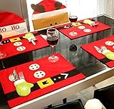 FEFEHOME Set of 4 Christmas Place Mats Santa Decoration dinner tablecloth