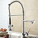 FLG Spring Single Handle Pull Down Kitchen Sink Faucet with Sprayer, Commercial Pre Rinse Faucet, Chrome