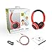 Contixo KB-300 Kid Safe 85DB Over The Ear Wireless Bluetooth LED Headphone with Volume Limiter, Built-in Microphone, Micro SD, FM Stereo Radio (Red+Black) - Best Gift