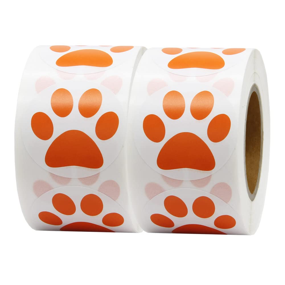 Hcode 1.5" Round Black Bear Paw Print Stickers Dog