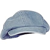 BUDUBIBI Denim Newsboy Cap for Women, Vintage Cotton Summer Beret Hat with Visor 8 Panels Ivy Gatsby Cabbie Painter Cap