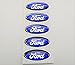5x FORD LOGO Domed 3D Small 1x2.8 CM Mini Blue Chrome Silver Gloss Badge Knob Gear Gel Raised Resin Gloss Logo Emblem Decal Sticker Gel Escape Ranger Focus