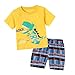Dailybella Baby Boys Summer Clothes Short Sleeve T-Shirts Shorts Set 2pcs Dinosaur Toddler Outfits Clothing ,Yellow,US Size 18M (12-18 Months)/Asia tag 2Y