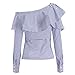 AOMEI Blue Striped Novelty Blouse Shirts For Women