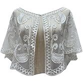 Specell 1920s Shawl Wraps Wedding Bridal Wrap Sequin Beaded Shawl For Evening Dresses Wedding Gatsby Party Harlem Night