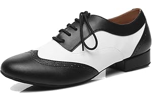 LITNERMIA Mens Lace-up Leather Latin Chacha Tango Jazz Rumba Ballroom Modern Dance Shoes