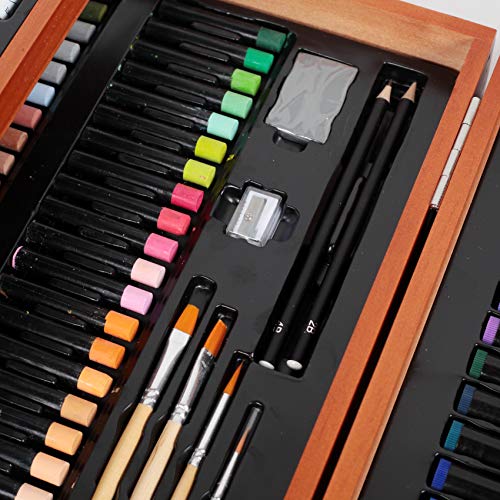 Falling in Art 174pcs Drawing Painting Set, Children Art Kit in a Wooden Toolbox