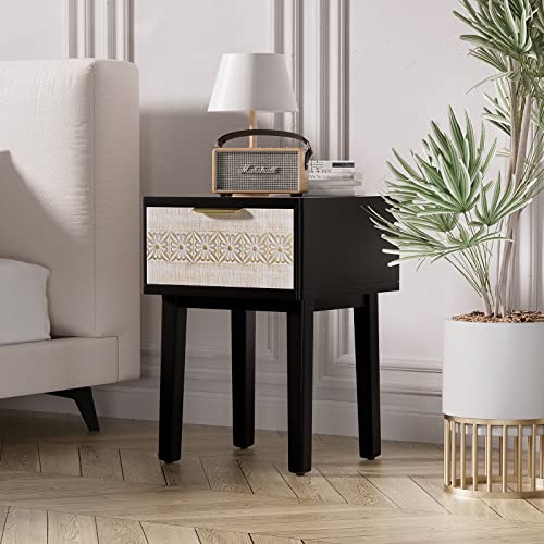 Aoikax Farmhouse nightstand with Drawer, End Table, French Country