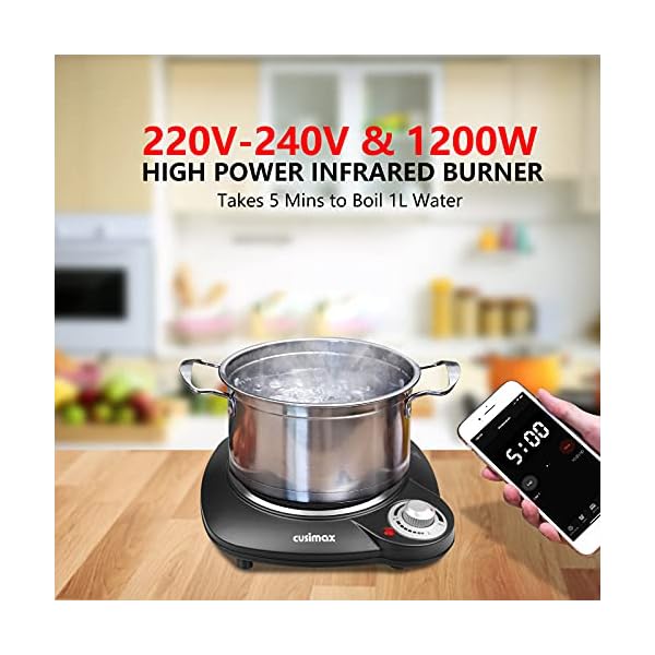 CUSIMAX-Portable-Electric-Hob-1200W-Electric-Infrared-Single-Burner-for-Kitchen-Camping-RV-Office-Ceramic-Glass-Single-Hot-Plates-for-Warming-Boiling-Frying-Simmering-Stainless-Steel-Black Cusimax CMIP-B112 Portable Hot Plate, Hot Plates for Cooking, Single Ceramic Hob, Black Stainless Steel, 1200W Electric…