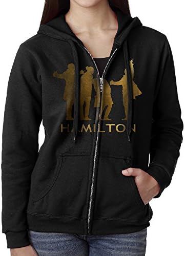 Women Hamilton Music Drawstring Hoodie Sweatshirt Black