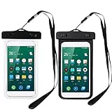 Messon Mobile Phone Waterproof Case and Underwater Camera Bag Can Touch the Screen and Hang it Rround the Neck for Outdoor Beach Ocean (2pcs, Black Transparent)
