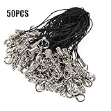 CaseBuy 2.8" 50pcs Black Strap Charm Cords Lariat Clip Lobster Clasp using as Trinkets, Charms, Crystal, Keyring, Badge holder & other decoration or other handmade jewellery making accessories