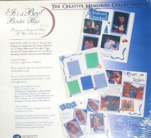 Creative Memories 12 x 12 Scrapbook Page Refills White It's A Boy Border Pages [5 sheets/10 pages in Package] 1999 by The Creative Memories Collection