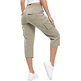 TBMPOY Womens Cargo Capris Lightweight Hiking Pants 6 Pockets Quick Dry Casual Outdoor Trip Loose Shorts Cropped Cotton