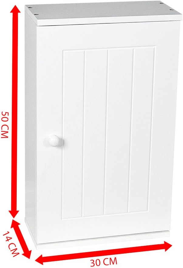 Bath Vida Priano 1 Door Bathroom Wall Cabinet, White, 15Dx60Wx50H cm approx - Image 3