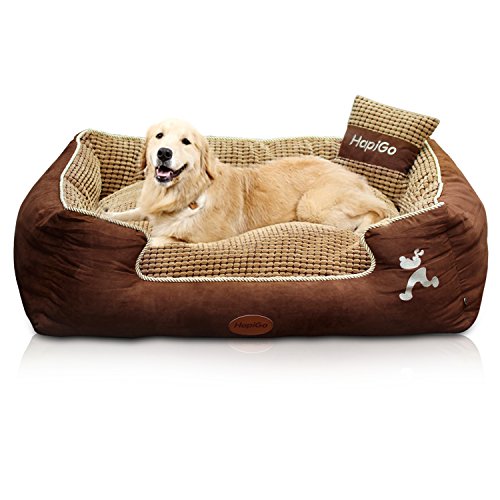 Hapigo waterproof dog bed with corn pillow-ultra soft, durable, w…