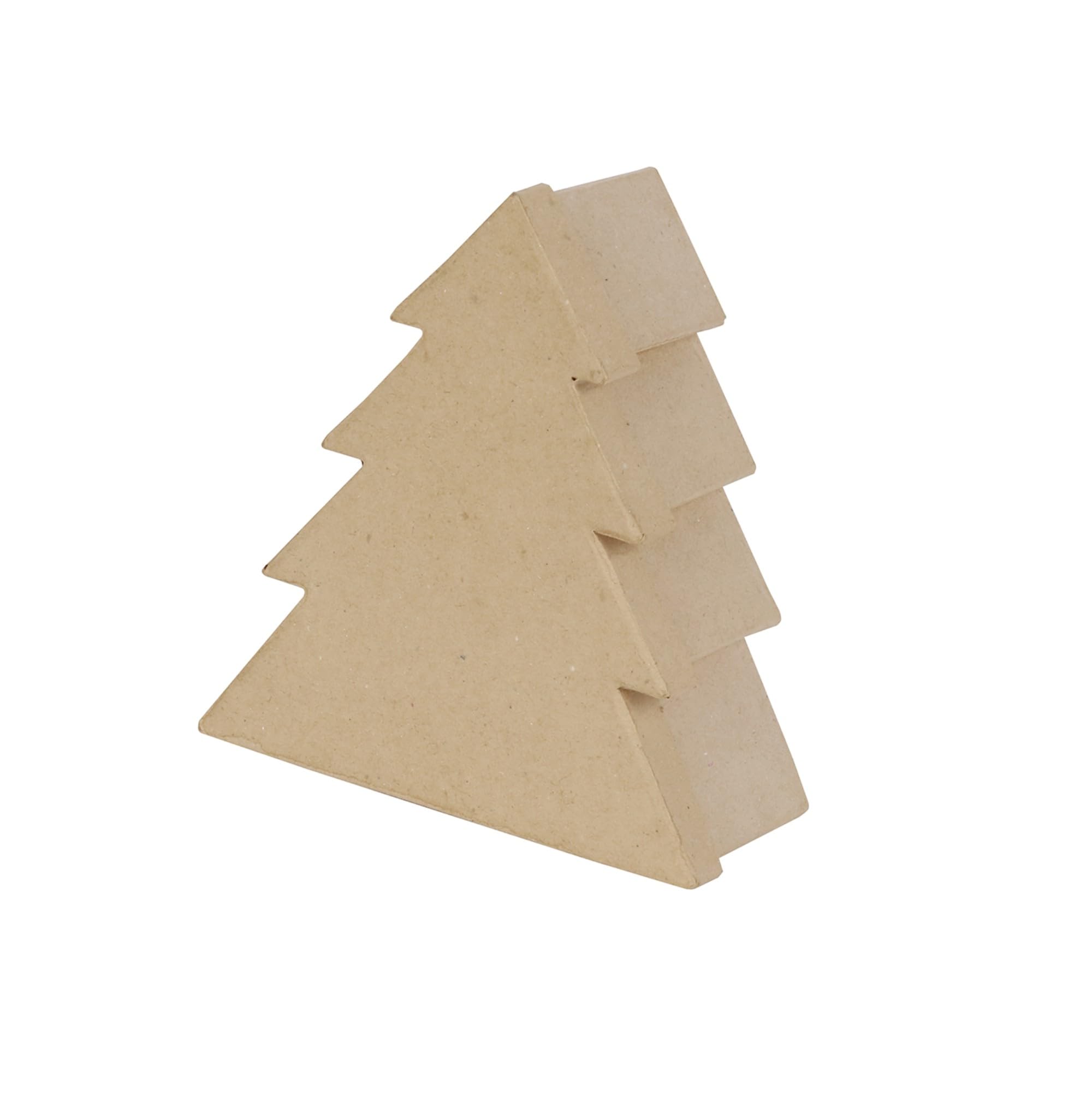 Décopatch Small Christmas Tree Box - Brown Paper Mâché - 8 x 18.5 x 20cm - Decorate with Décopatch Papers & Glitter - For Children & Adults