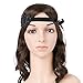 QNPRT 1920s Flapper Headband Roaring 20s Headpiece Downton Abby Beaded Art Deco Black