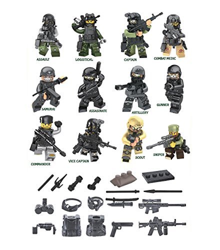 Set Includes 12 Mini Force SWAT TEAM Figures, Tank Unit, Weapons, Plus Military Accessories (Lego Compatible) Set Includes 12 Mini Force SWAT TEAM Figures, Tank Unit, Weapons, Plus Military Accessories (Lego Compatible)