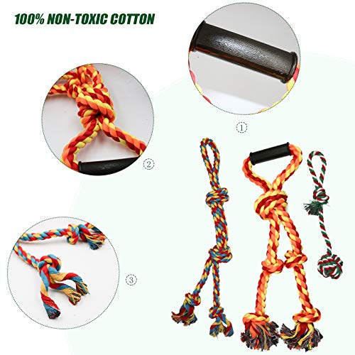 Large Dog Rope Chew Toys, Aggressive Chewers Tough Natural Cotton Rope Chew Knotted Heavy Rope Set Toys for Large and Medium Dog Teething, Chewing, Tug of War, Teeth Cleaning, Fetching Toy (H01)