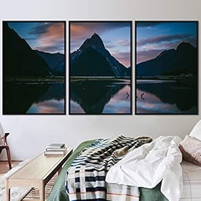 signwin 3 Piece Framed Canvas Wall Art Lake...