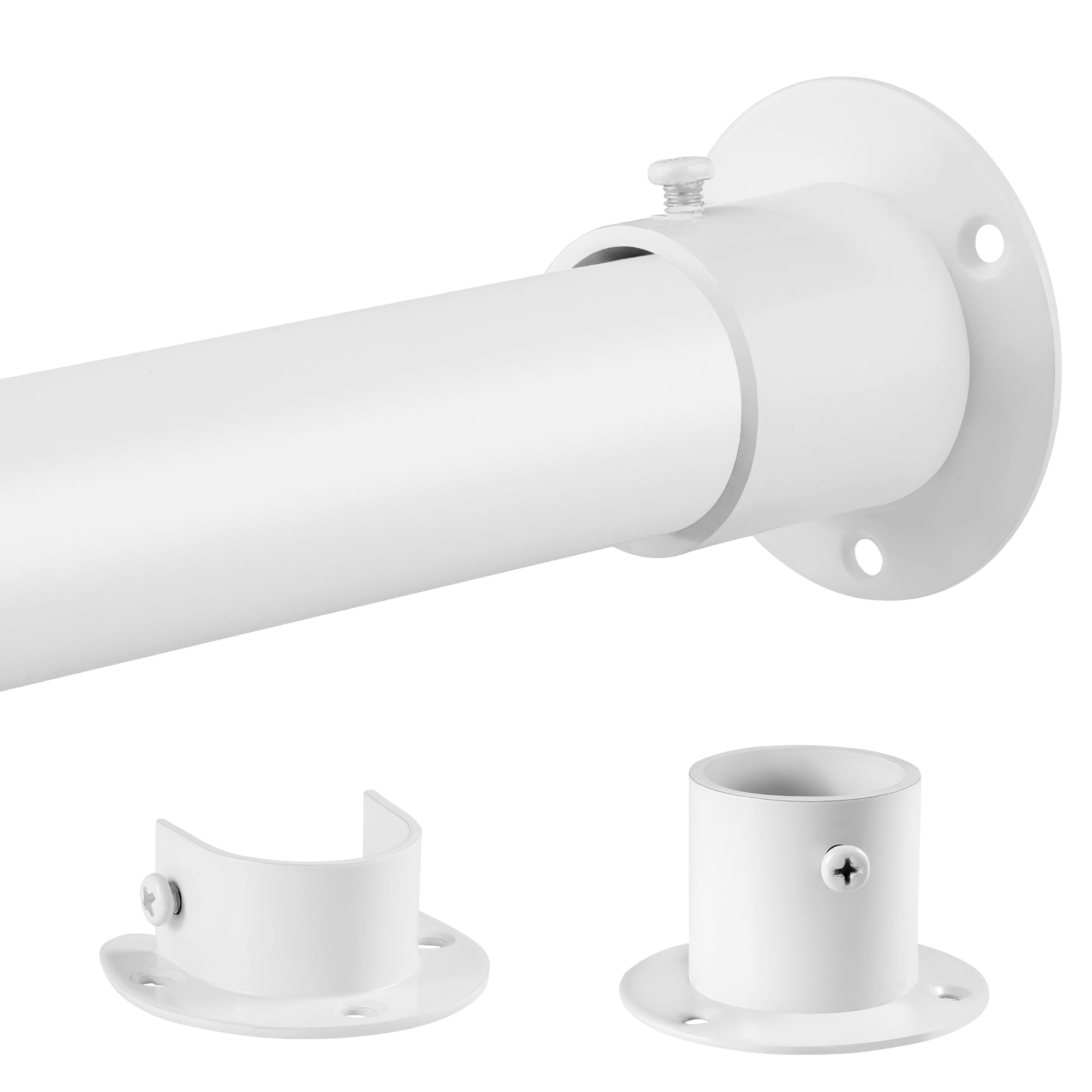 Photo 1 of 1.3 Inch Diameter Closet Rods for Hanging Clothes, Metal Heavy Duty Closet Rod 17-28 Inch Adjustable, White Closet Bar for Hanging Clothes, Suitable for Closet, Wardrobes, Bathroom, Windows