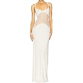 Azhong Women's Mesh Patchwork Sleeveless Scoop Neck Backless Maxi Dress Elegant Bodycon Strap Evening Gown Cocktail Dress