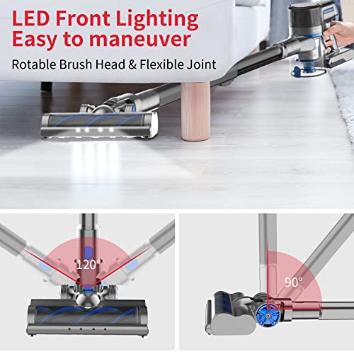 Yunjetek Cordless Vacuum Cleaner, 300W Brushless Motor with 26Kpa