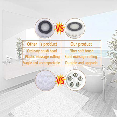 Gackoko Facial Cleansing Brush- with advance Latest Ion Technology & 4 Brush Heads for chargeable Electric Rotating Face brush -Awaken skin vitality for Deep Cleansing, Exfoliating,Blackhead (purple)