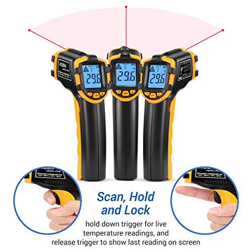 Kizen LaserPro LP220 Infrared Thermometer NonContact Digital Laser Temperature Gun with LCD