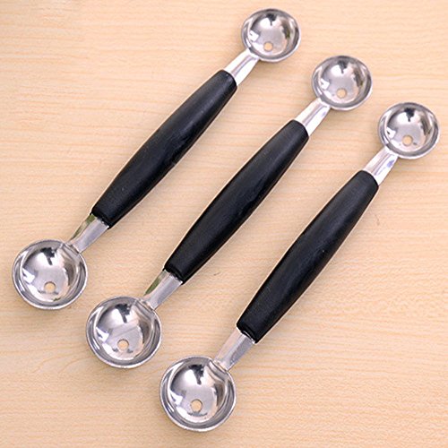 Ligntean Dessert Kitchen 1 Spoon Cream Cook Dual Stainless Ice Fruit Melon Baller Scoop - Thumbnail 5