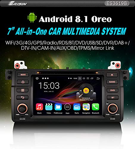 Autoradio Erisin ES3619B 7' Android 8.1 DAB+GPS SatBMW 3 Serie 318 320 E46 Rover 75 MG ZT CD