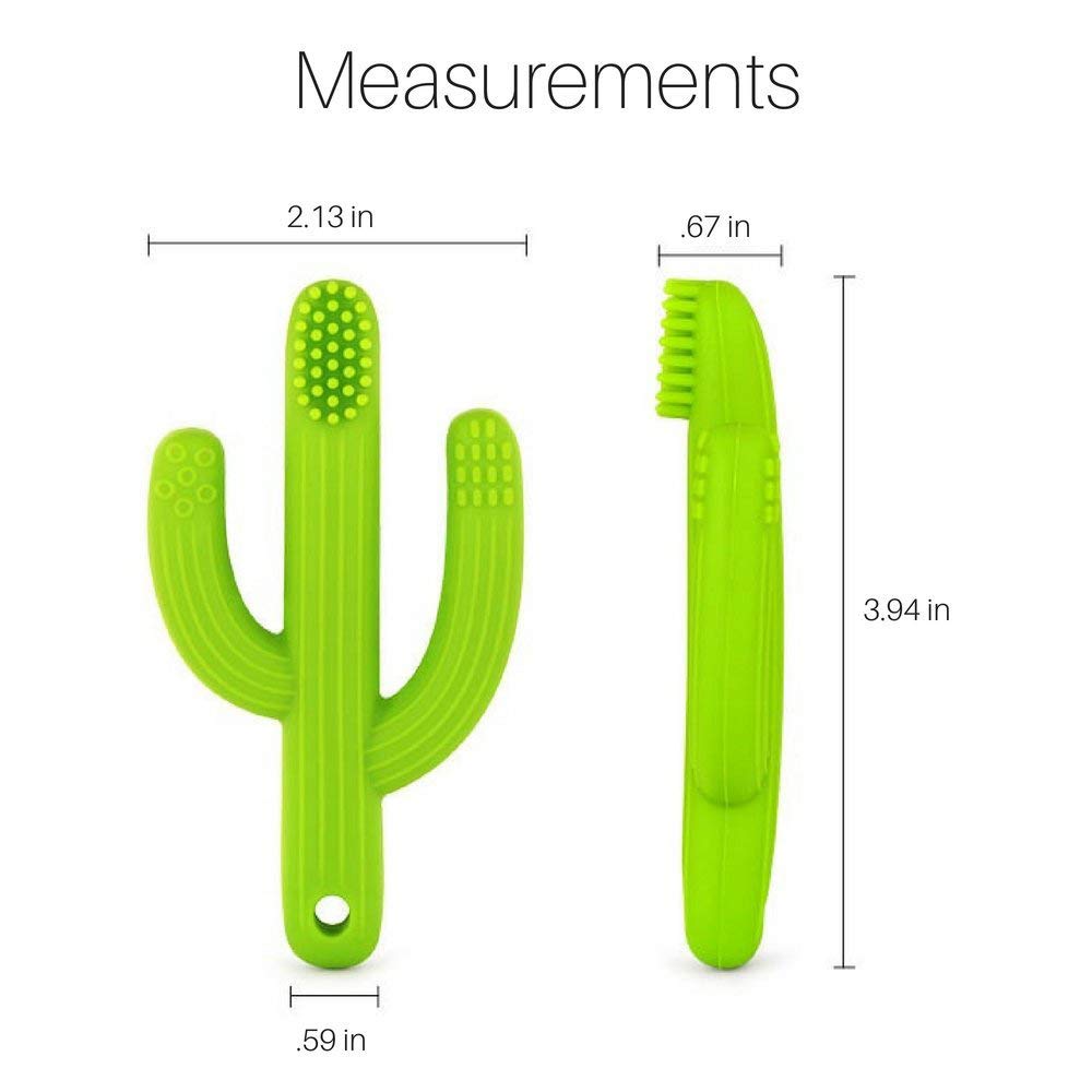 tuxepoc Baby teething toys,Silicone Baby Care Teether,Bendable Training Toothbrush,Silicone Teether cactus (Grass green)