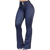 Flamingals Bootcut Wide Leg Butt Lifting Tummy Control Jeans for Women Stretch Curvy Flare Denim Pants