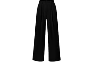 KIRUNDO Women's Elastic High Waisted Wide Leg Dress Pants Loose Fit Pleated Front Business Casual Work Pants Trousers
