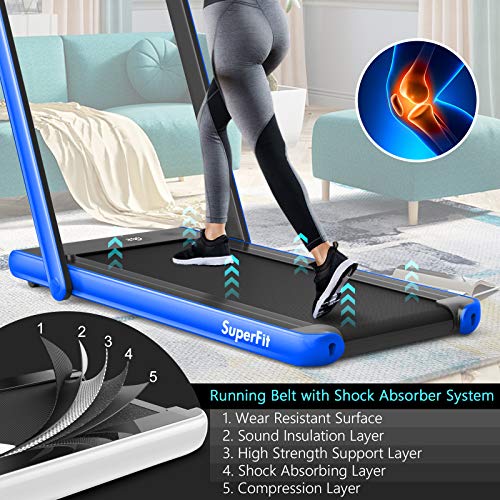 Goplus 2 in 1 Folding Treadmill with Dual Display, 2.25HP Superfit