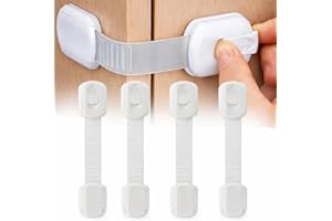 TAALCO Child Safety Cabinet Locks (4 Pack) – Adjustable Baby Proofing Straps, No Drill Strong Adhesive, for Drawers, Cabinets