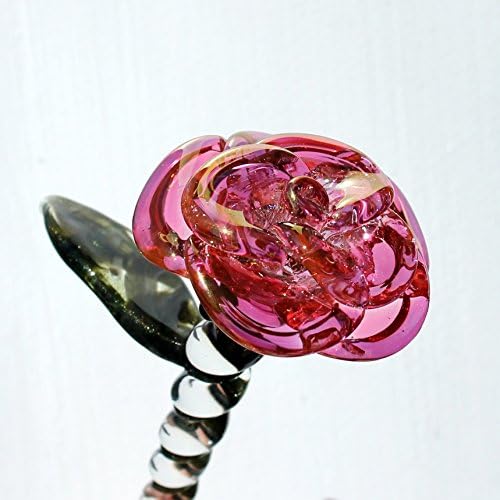 Glass Rose Long Stemmed Flower Forever by Untamed Rose Hand blown Gold Pink Extra Large