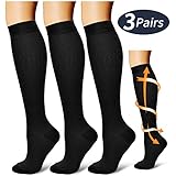 Compression Socks,(3 pairs) Compression Sock for Women & Men - Best For Running, Athletic Sports, Crossfit, Flight Travel black l/xl