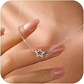 LOVECOM Valentines Gifts S925 Sterling Silver Heart Necklace for Women Dainty 14k Gold Plated CZ Infinity Double Cross Star Pendant Choker Necklaces Trendy Bead Chain Jewelry Gifts for Mom Daughter