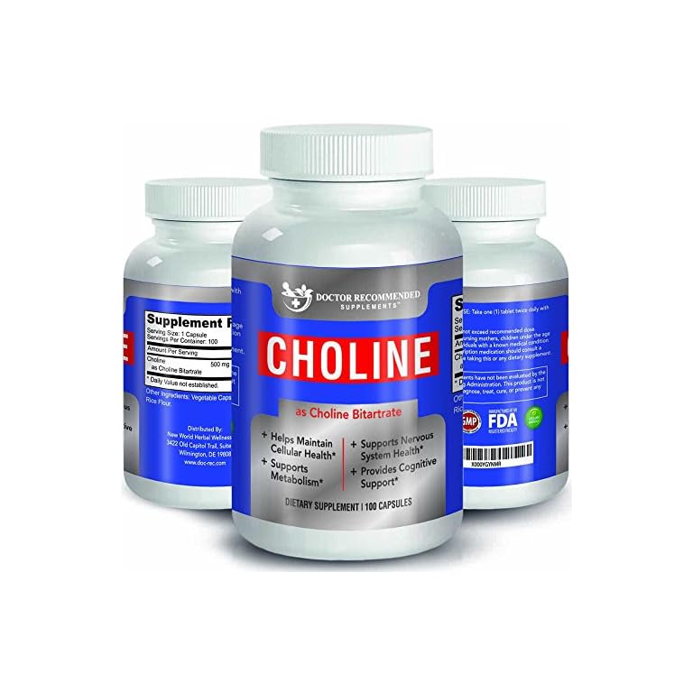 Doctor Choline Supplement 500 mg (100 ct) Boosts Brain