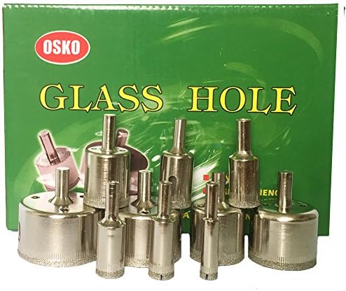 10 Pcs Diamond Drill Bit Set 10mm,14mm,16mm,18mm,20mm,26mm,32mm,38mm,45mm,50mm,Wet Use for Tiles, Glass,Granite,Ceramic,Porcelain,Bottles, - Lot 5 Diamond Coated Drills - Kitchen, Bathroom