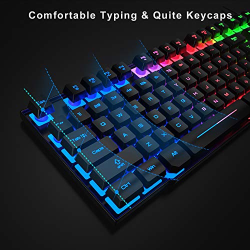 BlueFinger RGB Gaming Keyboard and Backlit Mouse and Headset Combo,USB