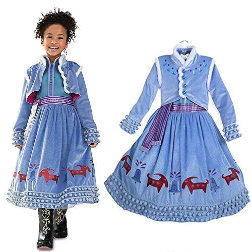 EsTong Girls Snow Princess Fancy Cosplay Dress Winter Toddlers Halloween Costume Party Dress Up Style Two 7-8T